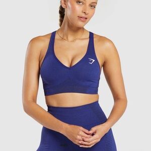 Gymshark Vital Seamless 2.0 V Neck Sports Bra - Stellar Blue Marl